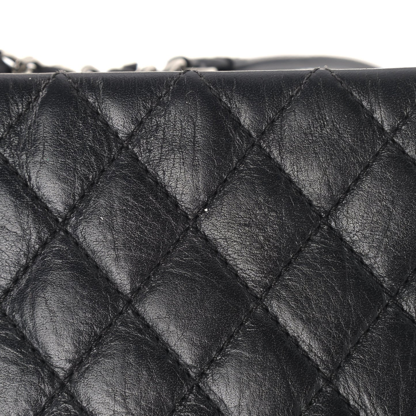 Aged Calfskin Quilted Crossbody Bag Black