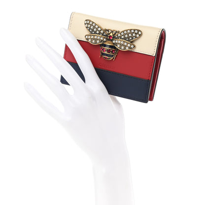 Gucci Calfskin Queen Margaret Card Case Wallet Blue Agata Hibiscus Red Mystic White 2 of 7