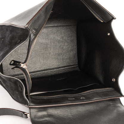 Celine Drummed Calfskin Suede Medium Trapeze Black 6 of 8