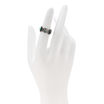 Gucci Sterling Silver Topaz Mother of Pearl Turquoise Resin Double G Flower Ring 49 5 2 of 7