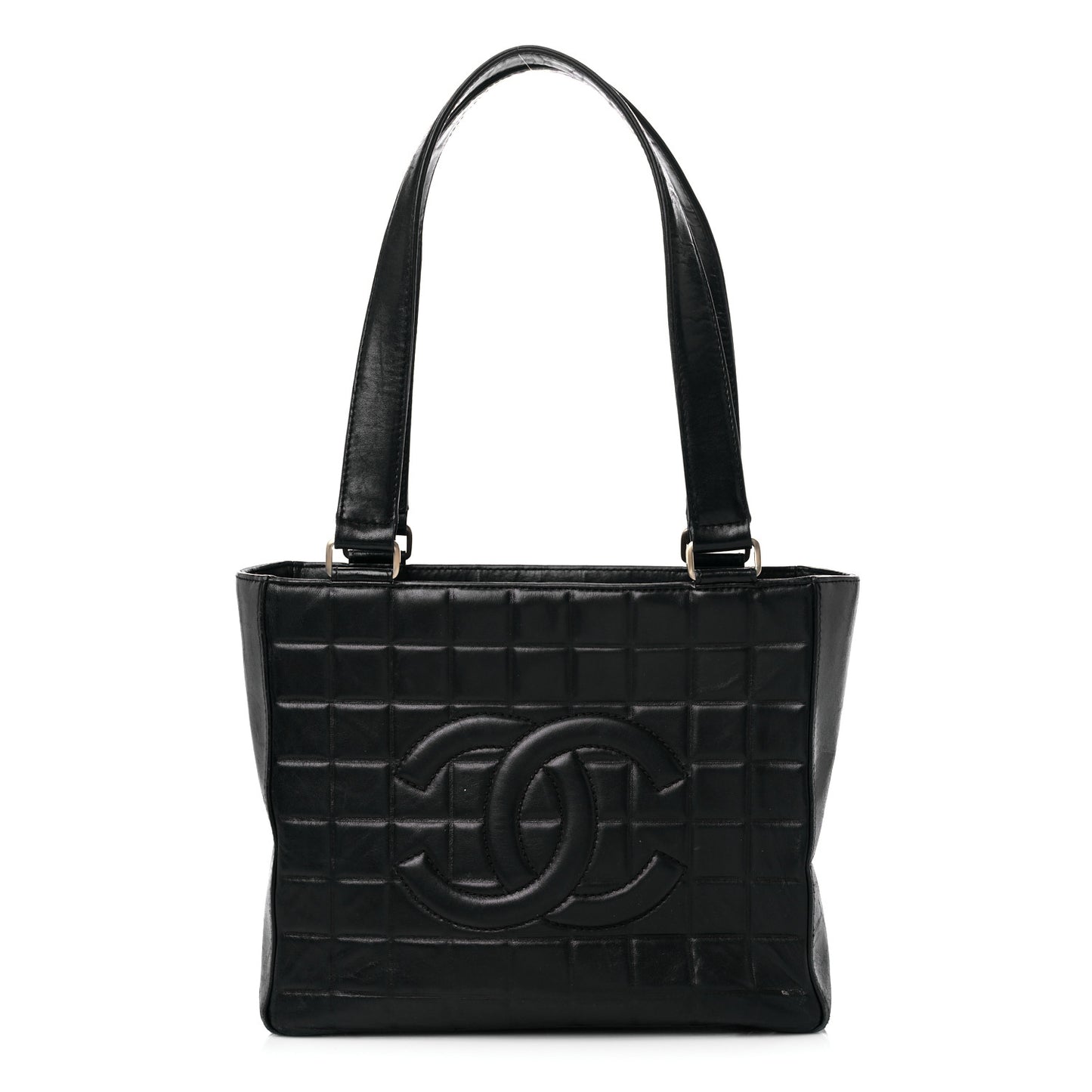 Lambskin Quilted Chocolate Bar Tote Black