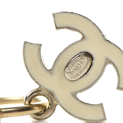 Chanel Enamel Pearl Crystal CC Drop Earrings White 4 of 4