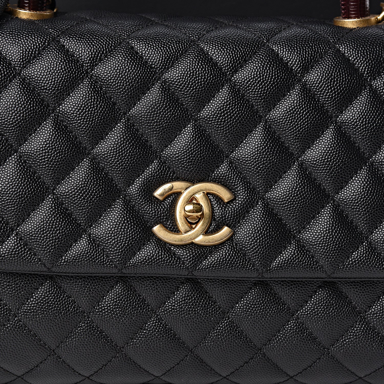 Chanel Caviar Lizard Embossed Quilted Small Coco Handle Flap Black 9 of 12
