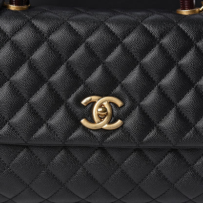 Chanel Caviar Lizard Embossed Quilted Small Coco Handle Flap Black 9 of 12