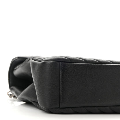 Saint Laurent Sheepskin Matelasse Chevron Monogram Large College Satchel Black 8 of 10