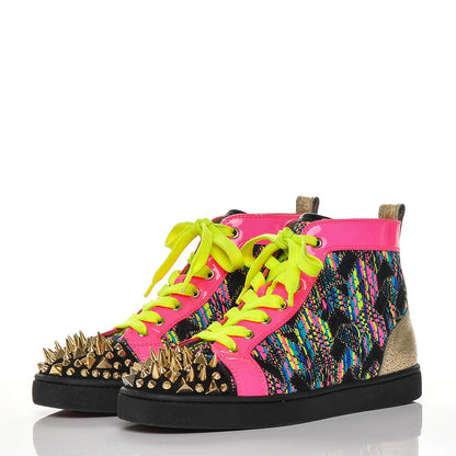 Christian Louboutin CHRISTIAN LOUBOUTIN Mens Tweed Patent Louis Pik Pik Orlato Flat Spikes Sneakers 39 Multicolor 2 of 7