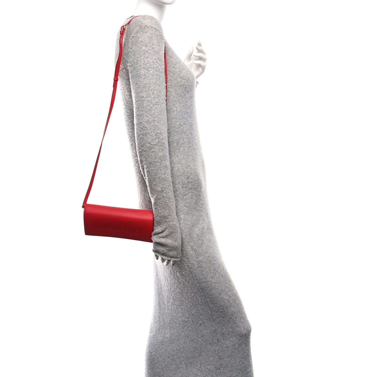 Burberry Grainy Calfskin Logo Henley Wallet On Chain Red 2 of 15