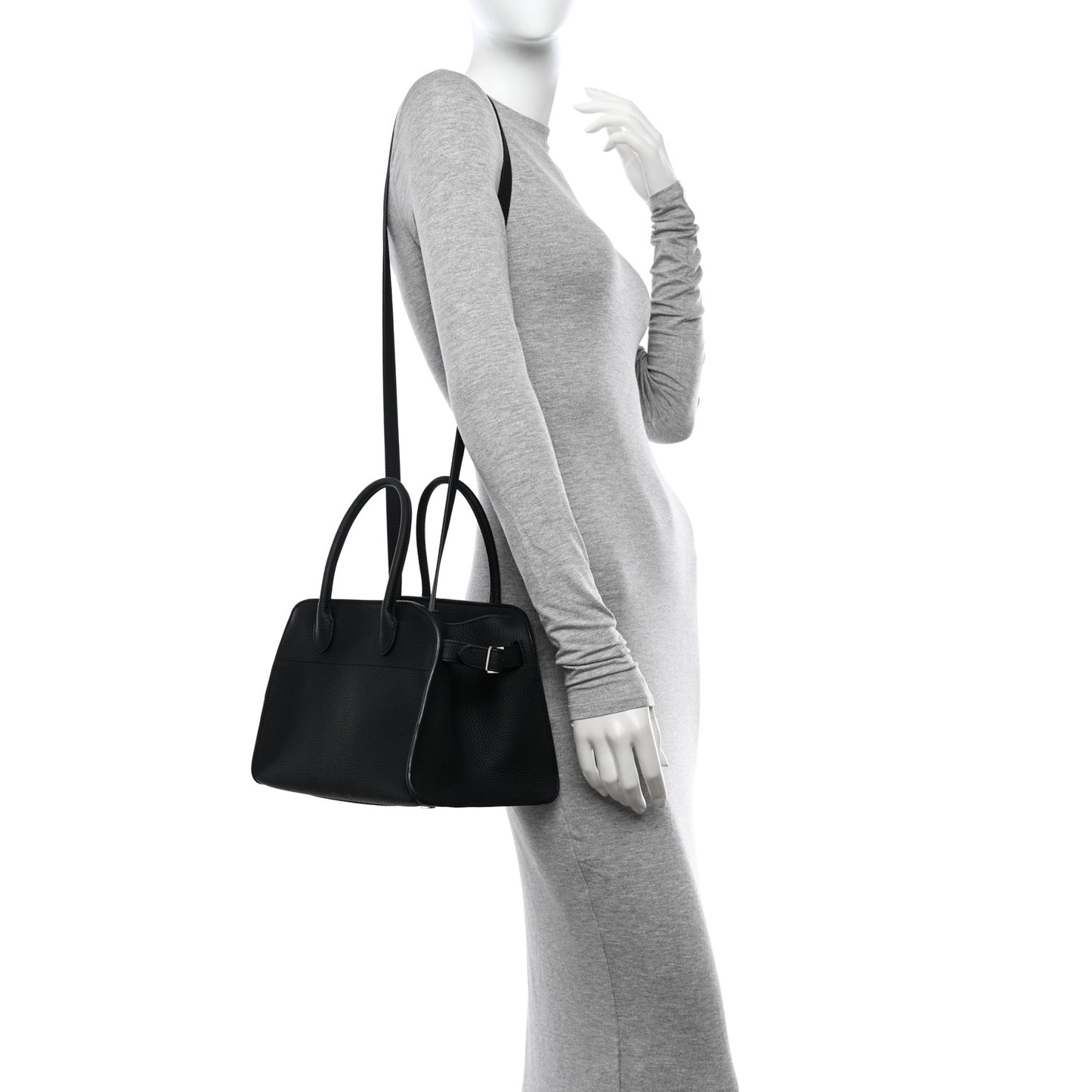 Grained Calfskin Soft Margaux 10 Bag Black