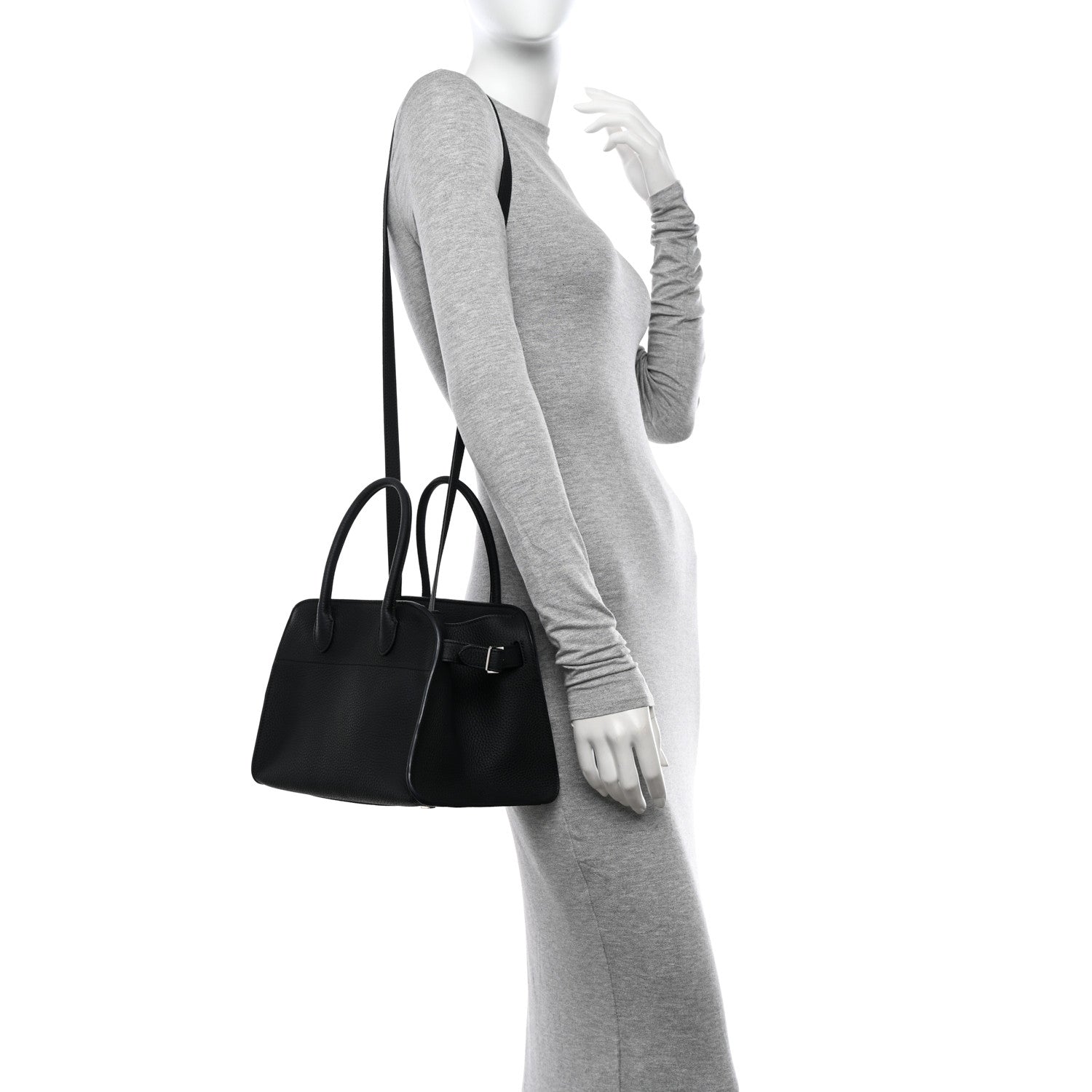 The Row Grained Calfskin Soft Margaux 10 Bag Black 2 of 9