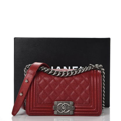 Chanel Caviar Quilted Small Boy Flap Dark Red 9 of 9