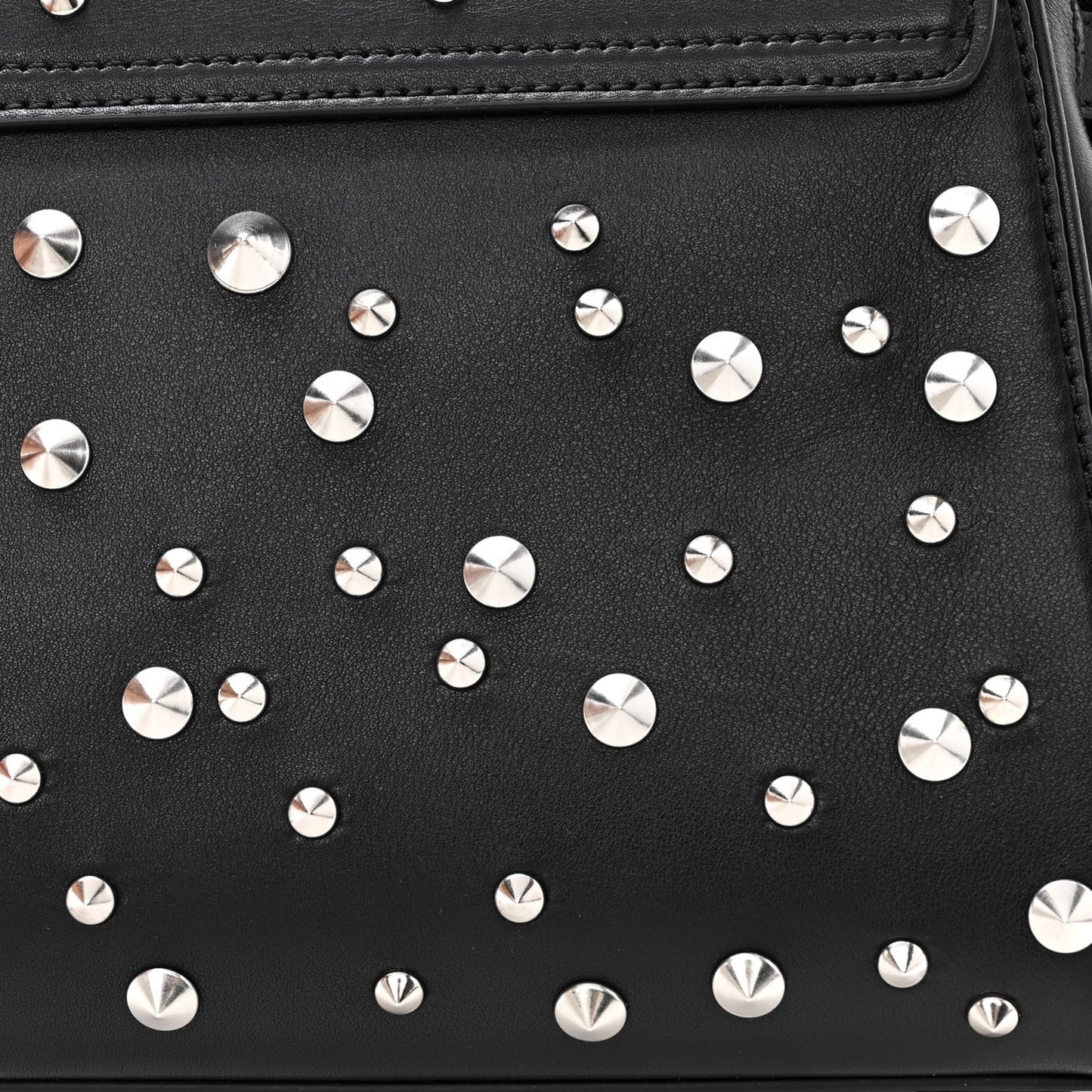 Grained Calfskin Spiked Small La Medusa Top Handle Bag Black