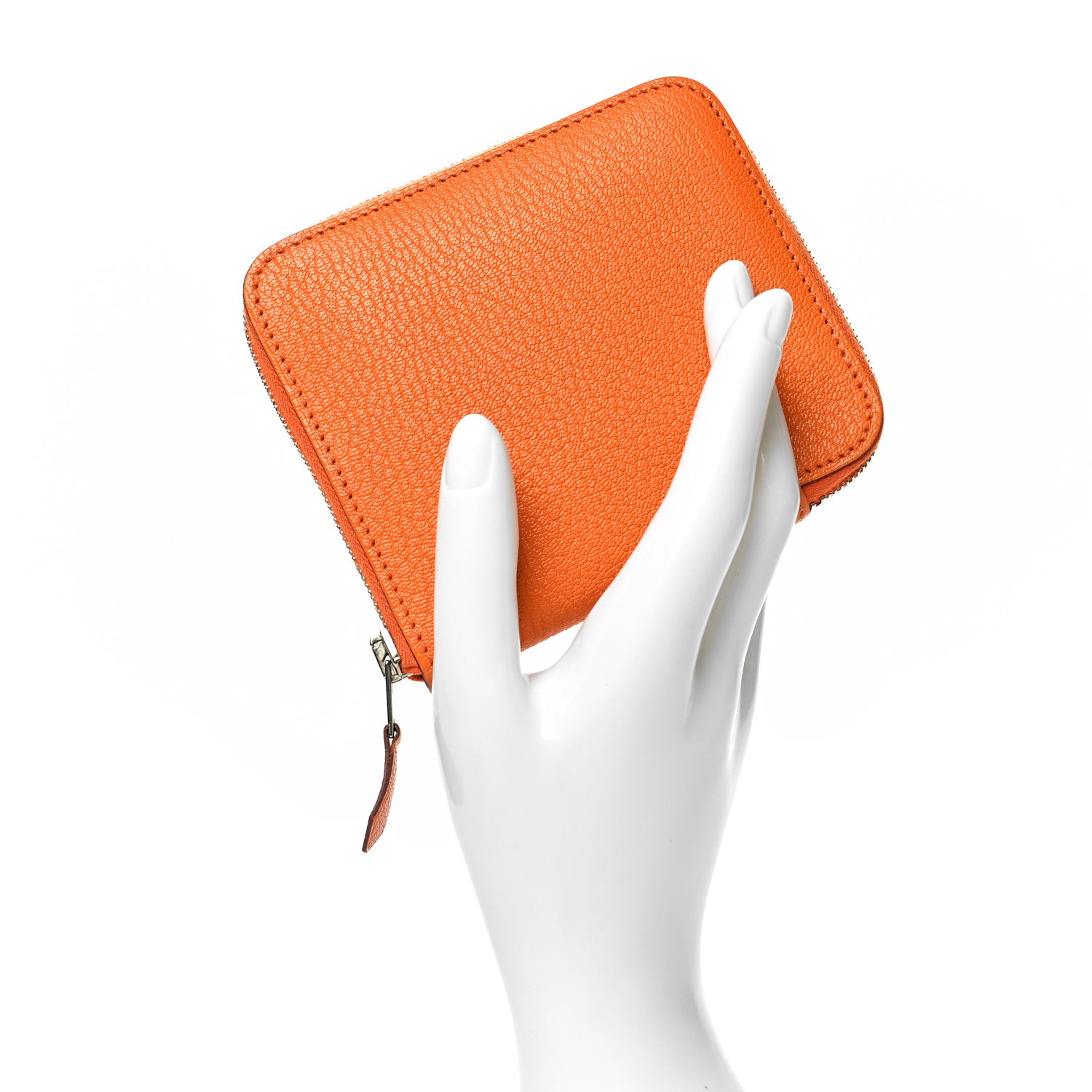 Hermes Chevre Mysore Compact Azap Wallet Orange 2 of 9