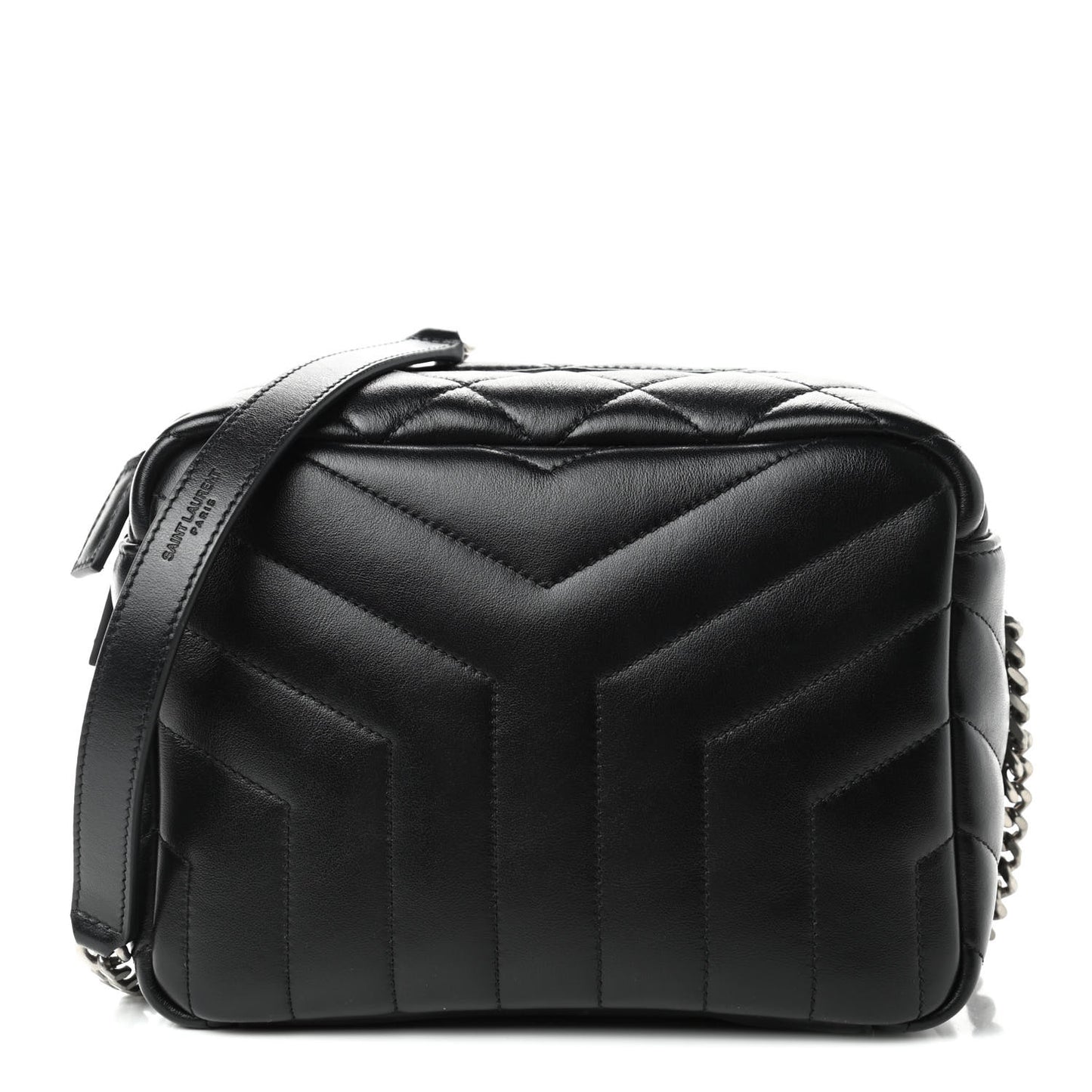 Calfskin Y Quilted Monogram Small Loulou Bowling Bag Black