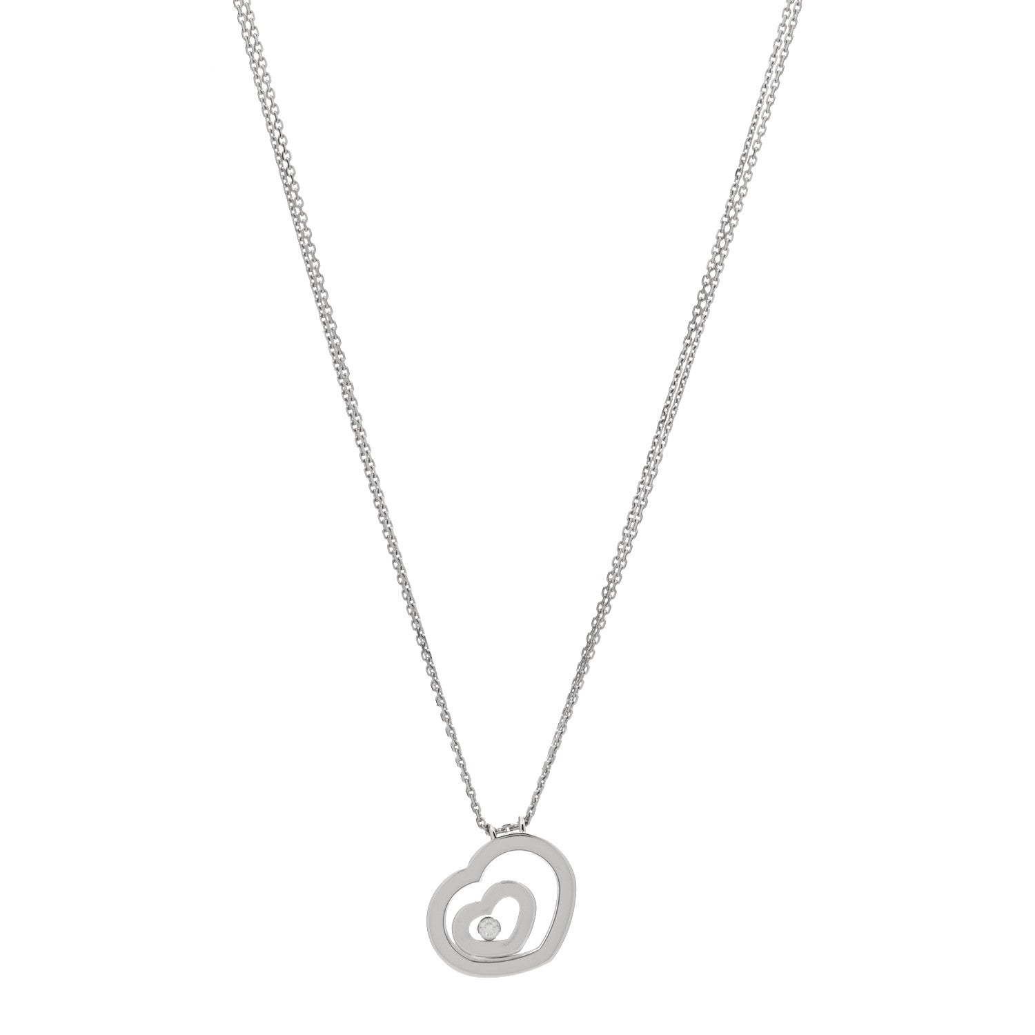 Chopard 18K White Gold Happy Spirit Heart Pendant Necklace 1 of 3
