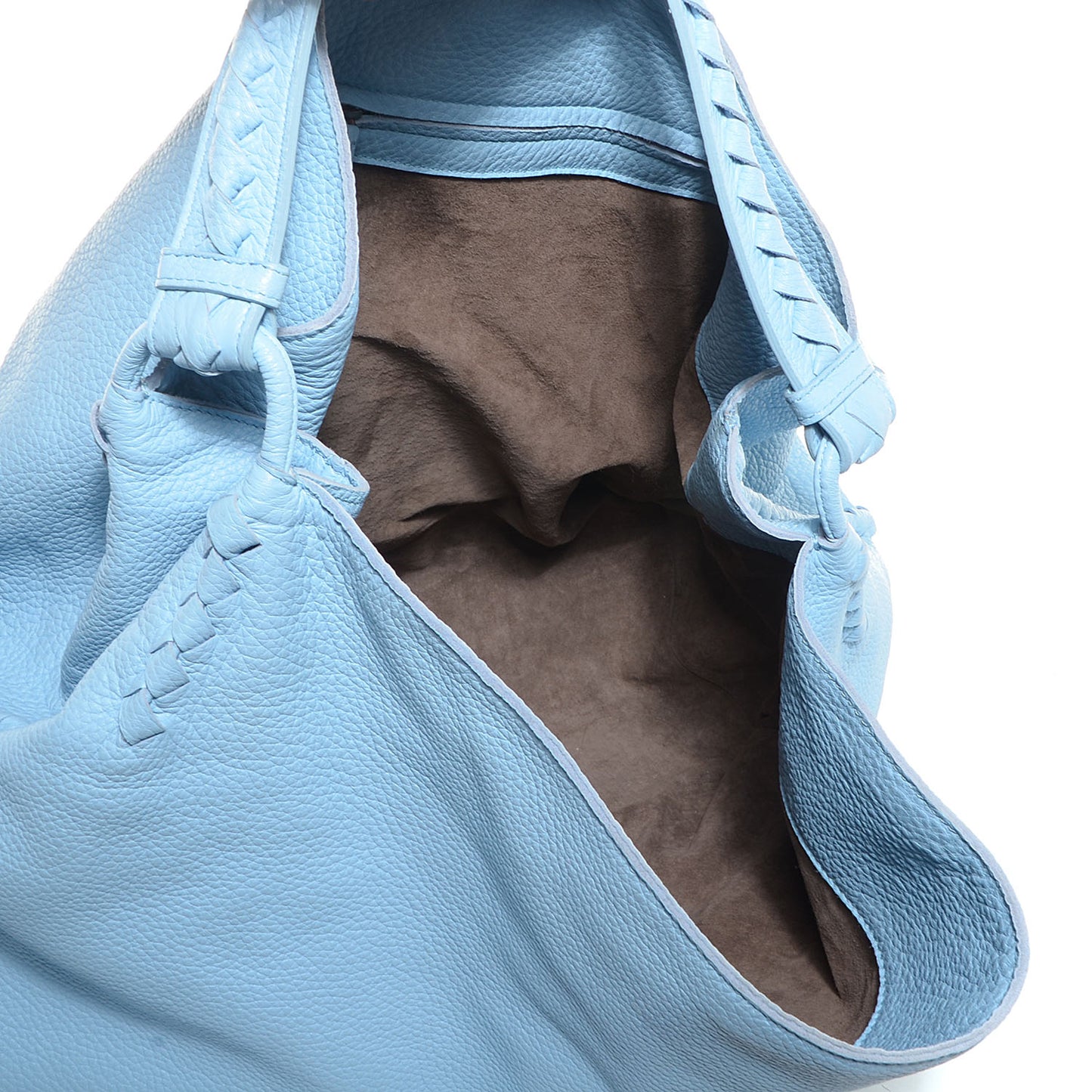 Washed Cervo Deerskin Large Hobo Ciel