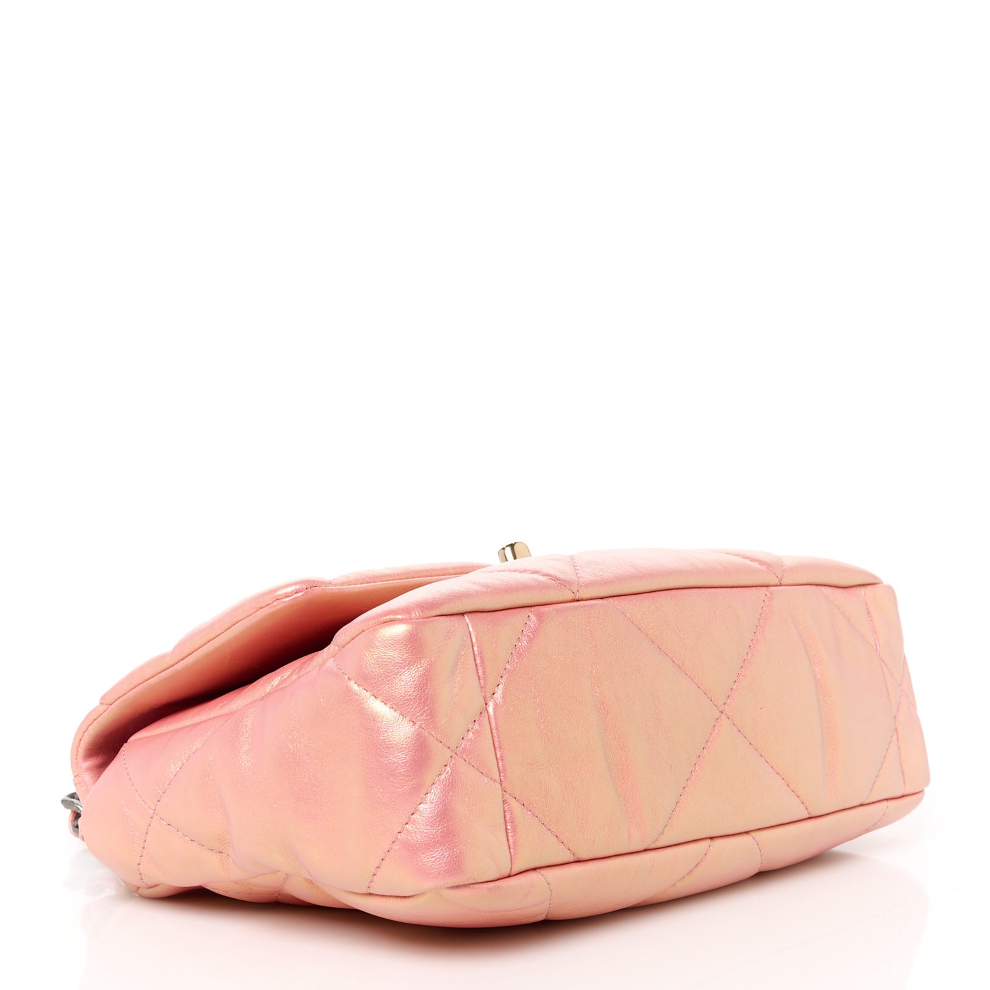 Iridescent Calfskin Quilted Medium Chanel 19 Flap Pink