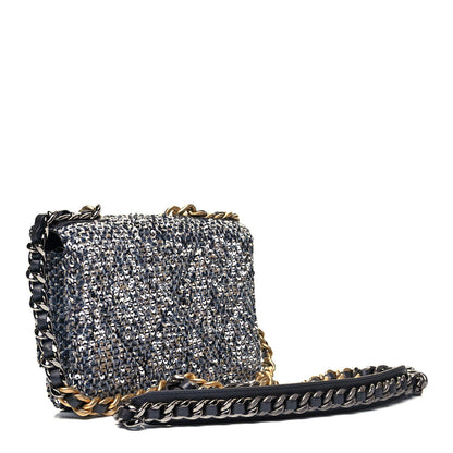 Chanel Sequin Quilted Chanel 19 Wallet On Chain WOC Silver 2 of 8