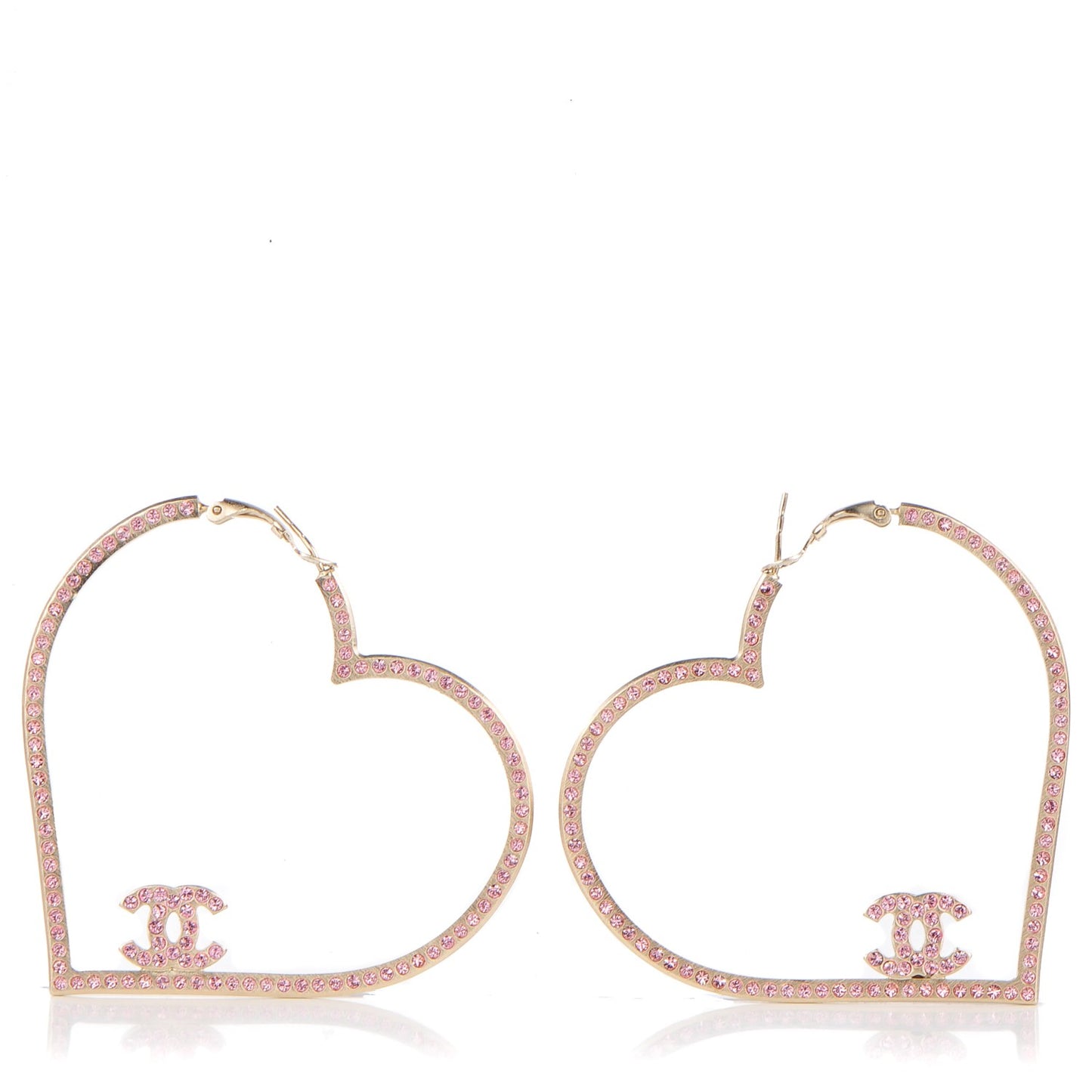 Swarovski Crystal CC Heart Hoop Earrings Pink