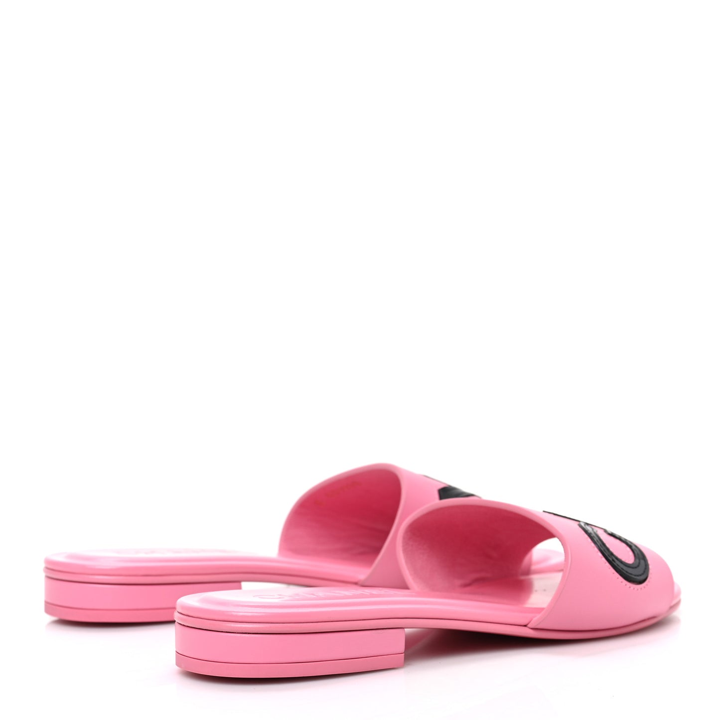 Calfskin Patent Calfskin Logo Mules 35.5 Pink Black