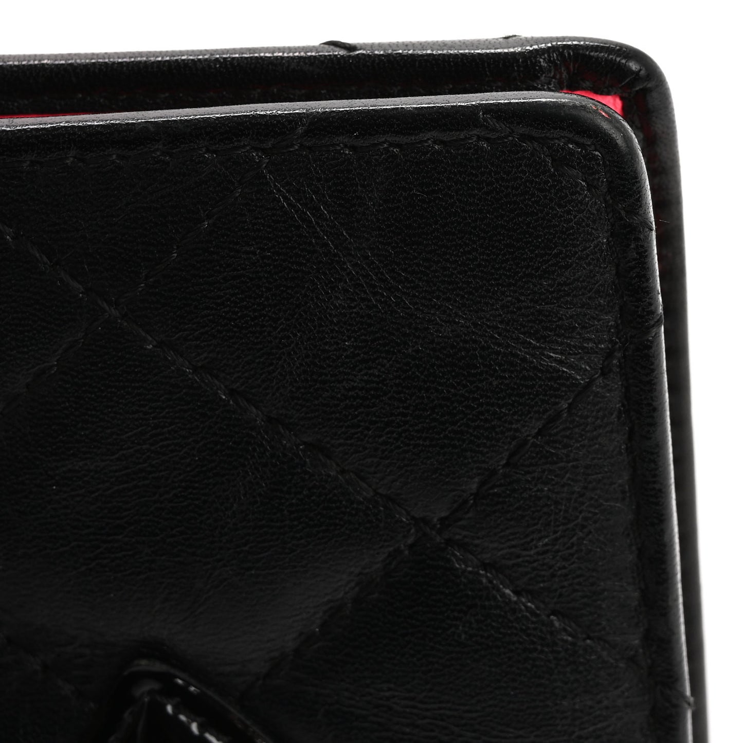 Calfskin Quilted Cambon Yen Wallet Black