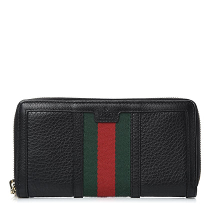 Gucci Calfskin Web Rania Zip Around Wallet Black 1 of 8
