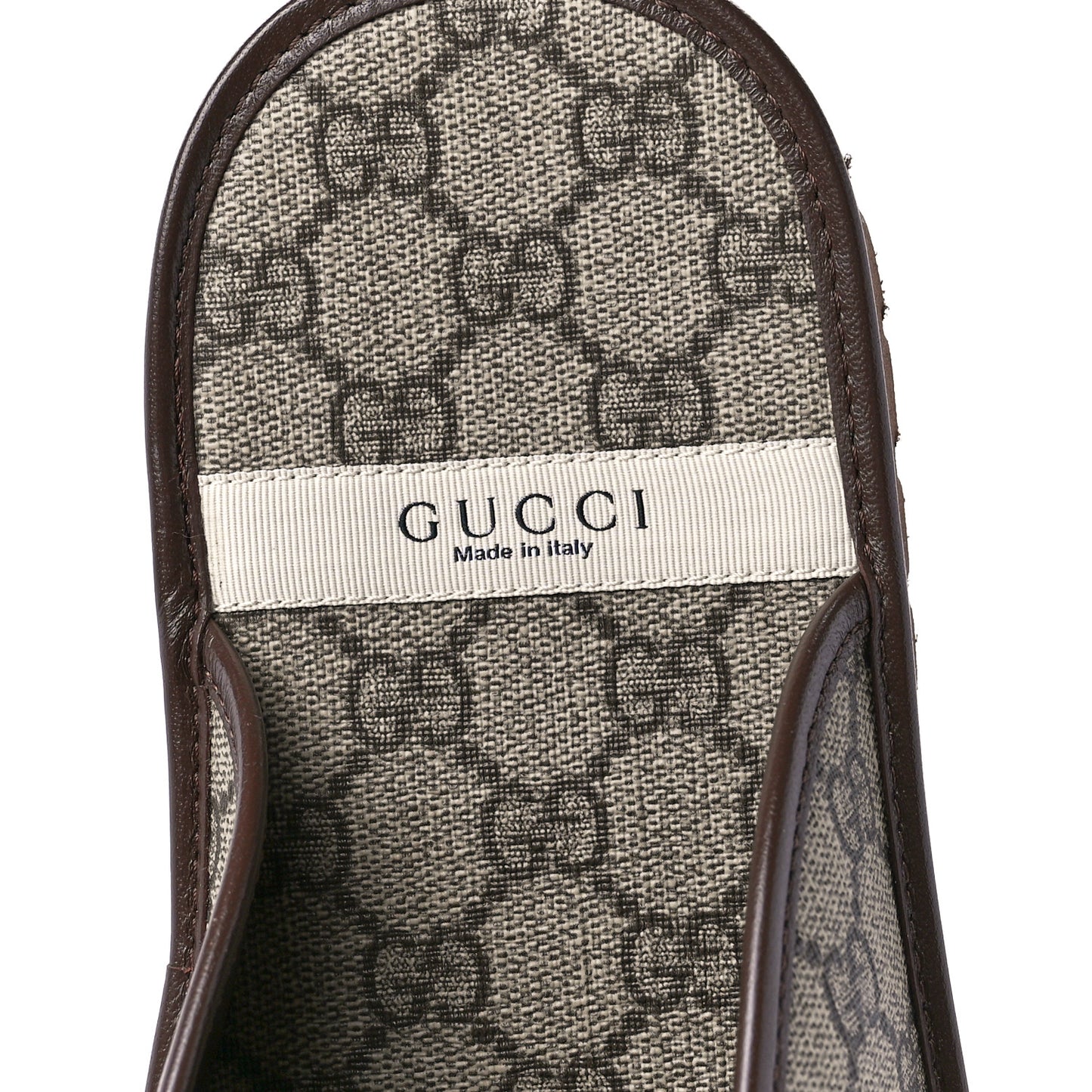 GG Supreme Monogram Granada Kid Mens Horsebit Lug Sole Mules 9 Beige Ebony New Acero