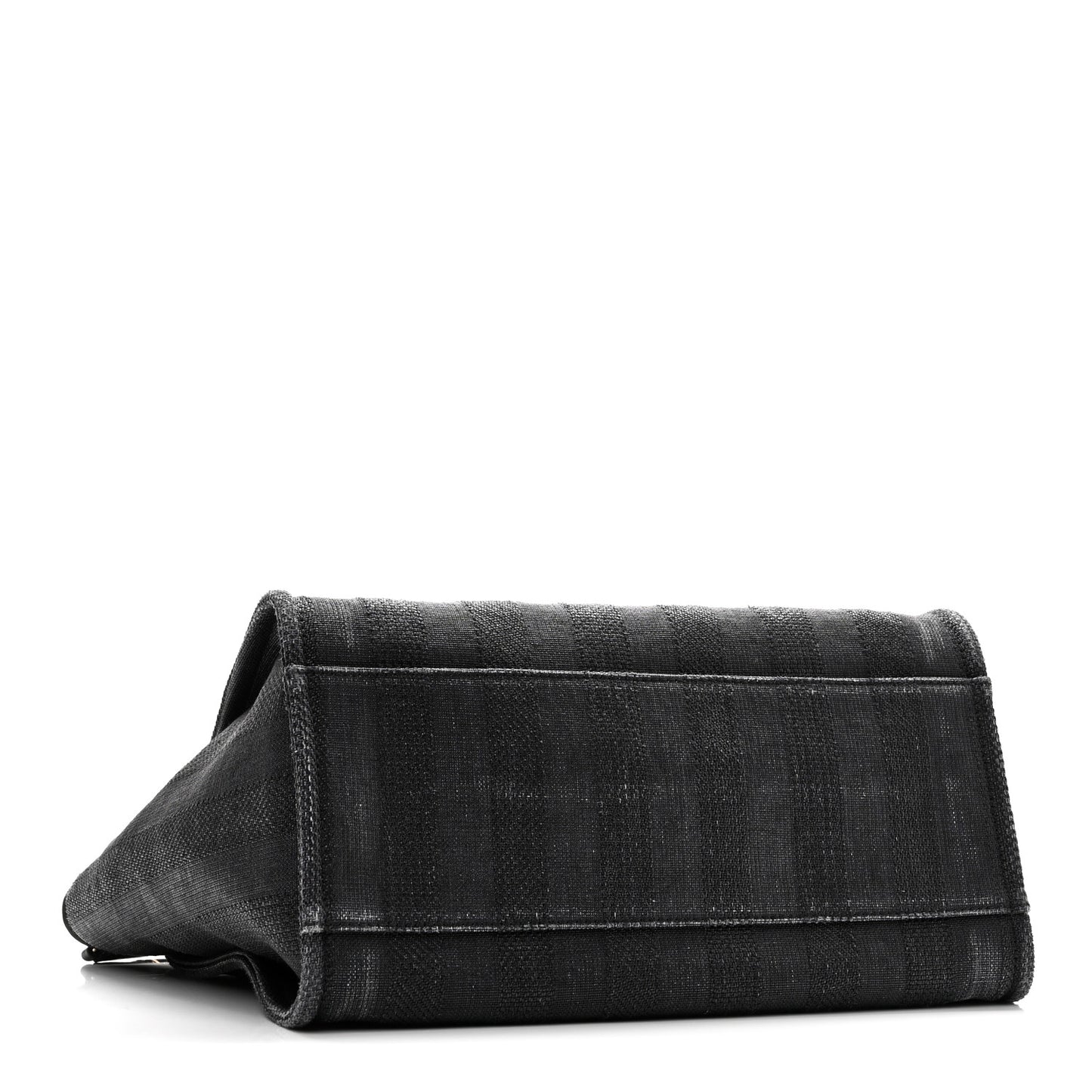 Mixed Fibers Calfskin Striped Medium Deauville Tote Black