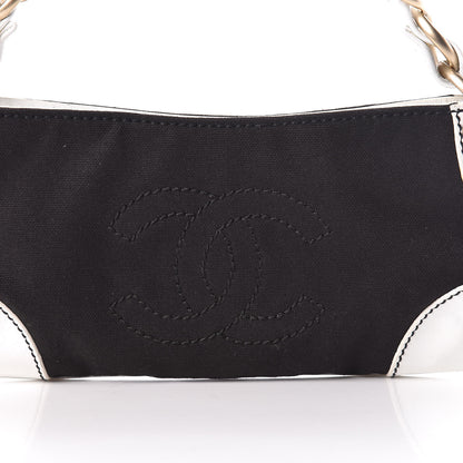 Chanel Lambskin Canvas CC Small Olsen Chain Shoulder Bag White Black 13 of 13