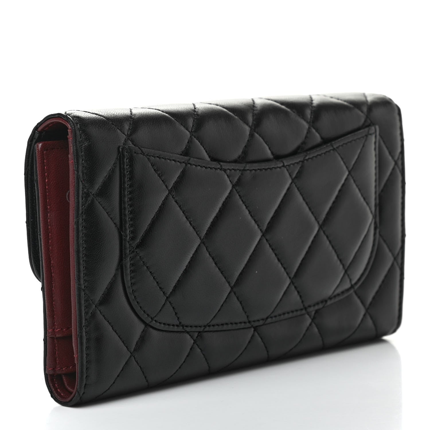 Chanel Lambskin Quilted Large Gusset Flap Wallet Black 3 of 7