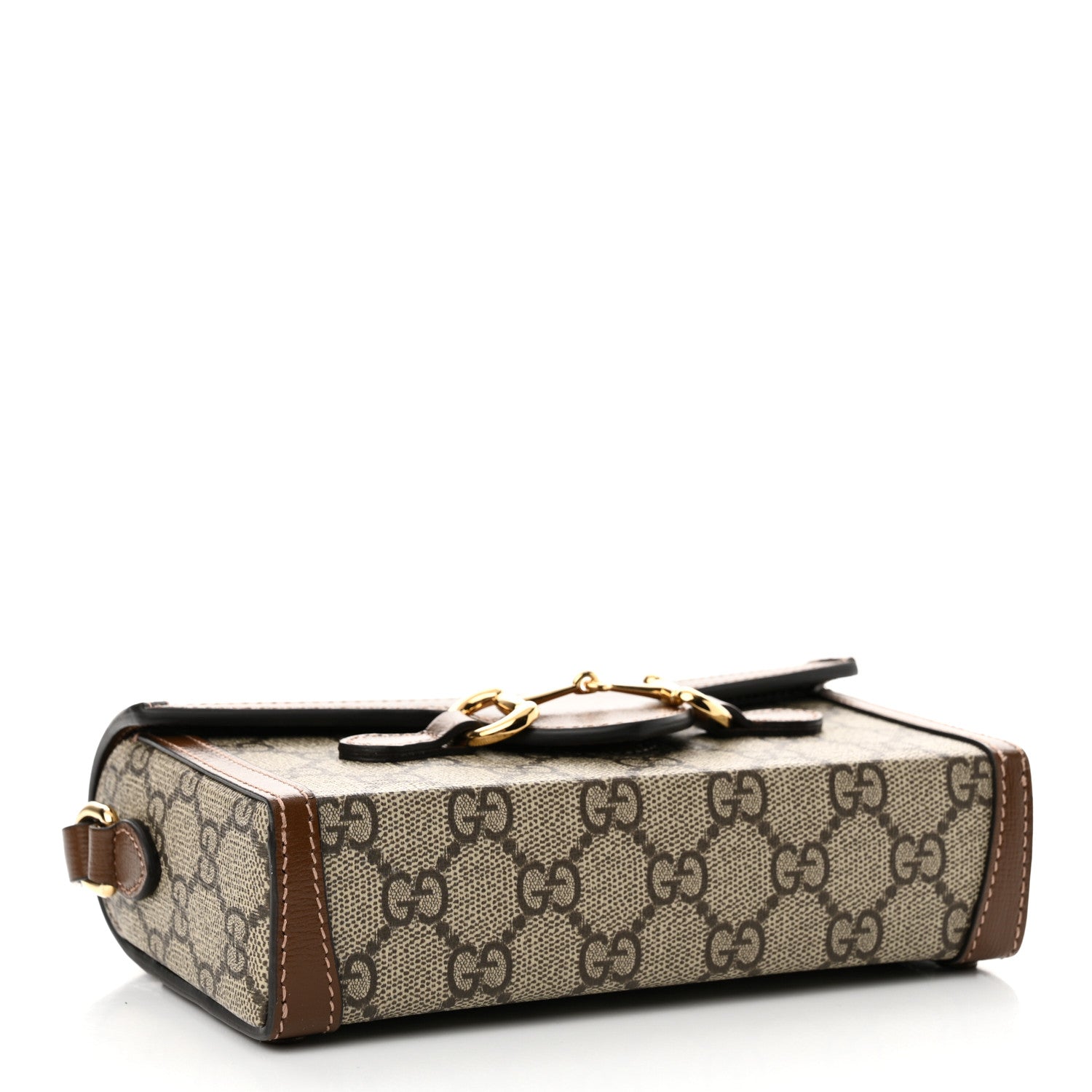 Gucci GG Supreme Monogram Mini Horsebit 1955 Shoulder Bag Beige Brown Sugar 4 of 14