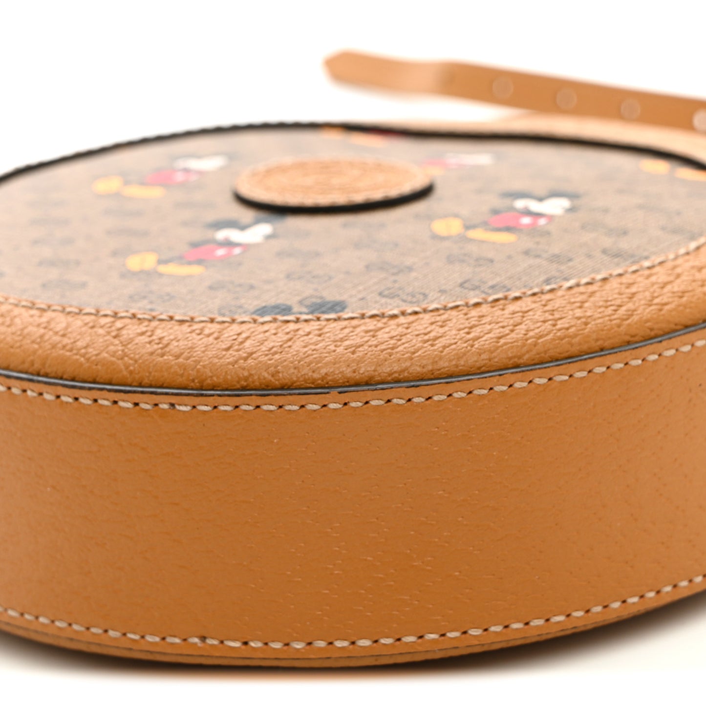 X DISNEY Mini Vintage GG Supreme Monogram Mickey Mouse Round Shoulder Bag Beige Vintage Sun Oil