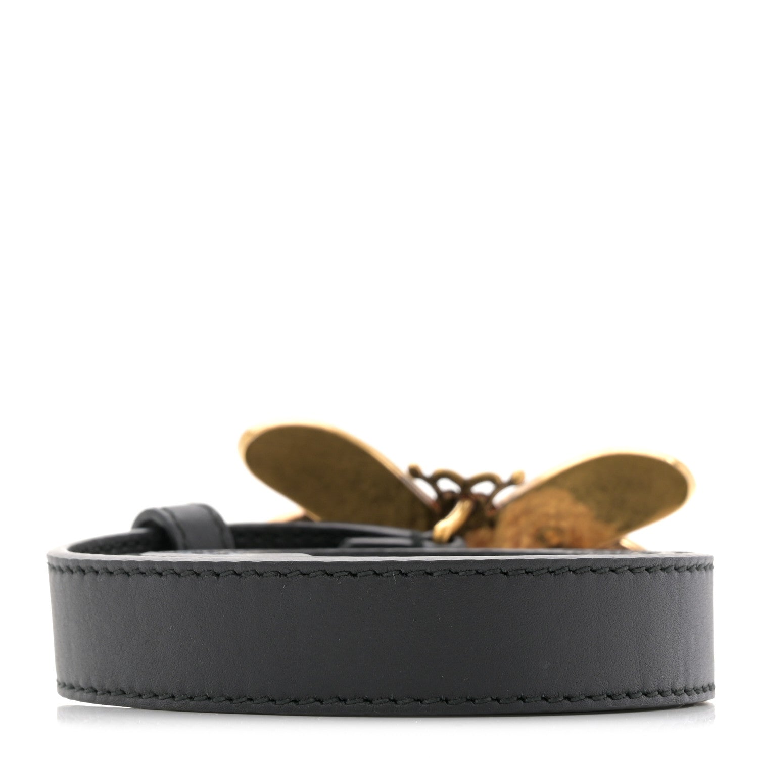 Gucci Calfskin Queen Margaret Bee Belt 80 32 Black 2 of 5
