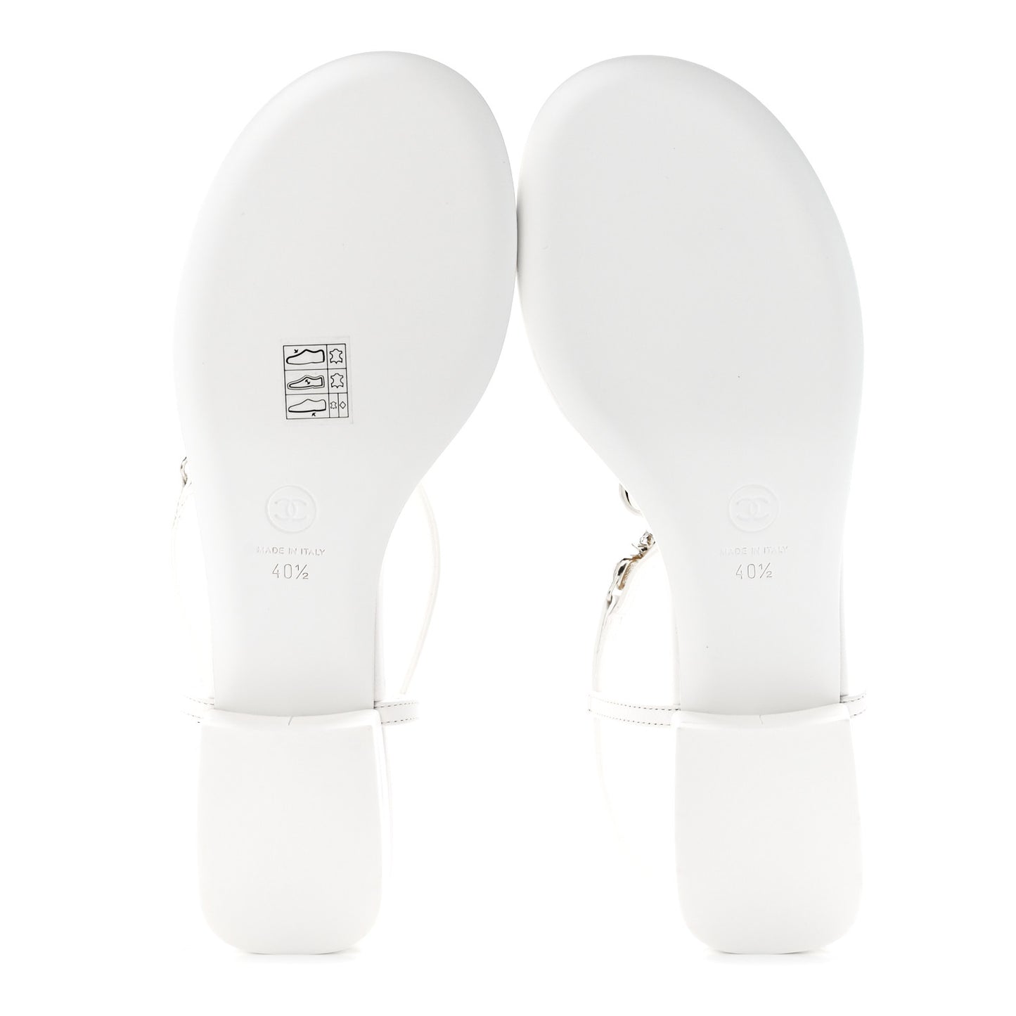 Lambskin Metal Heart Thong Sandals 40.5 White