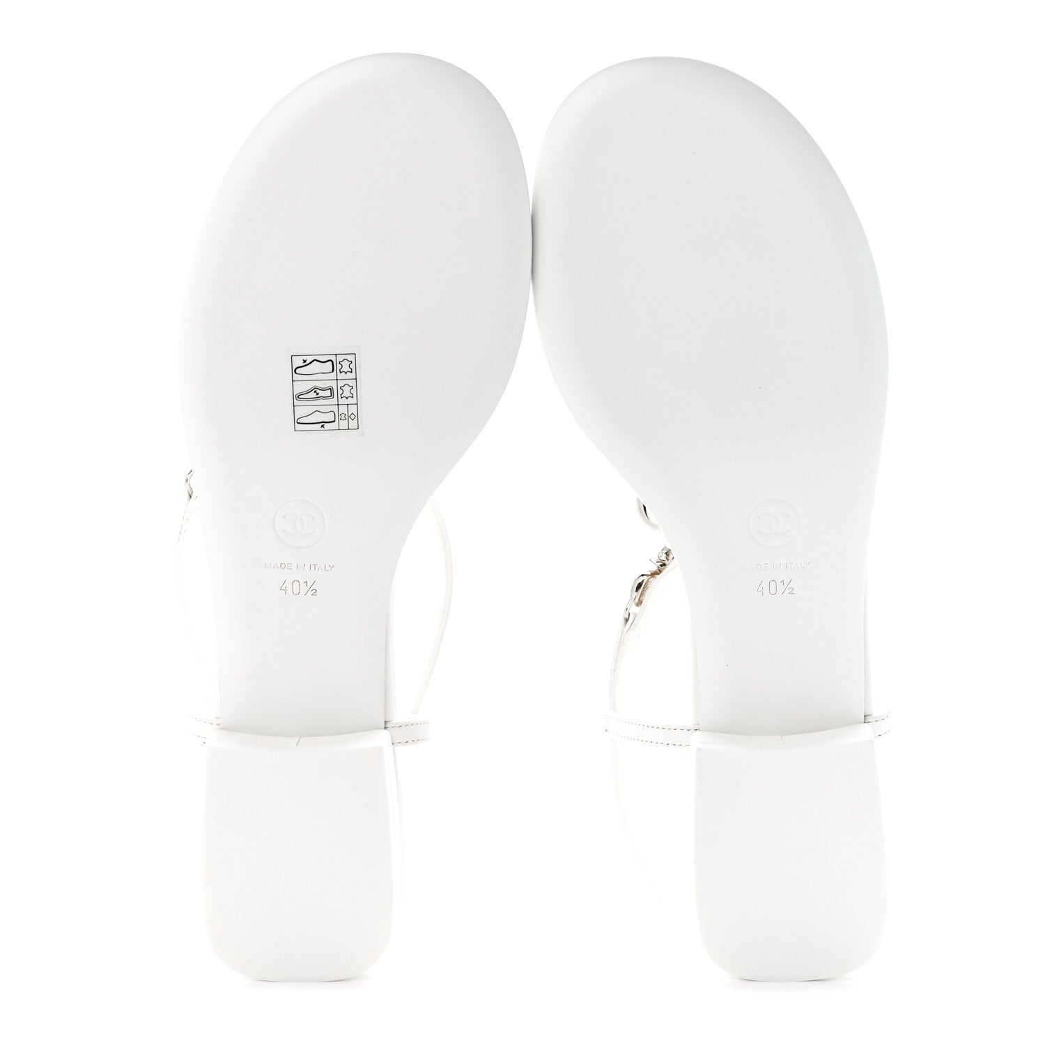 Chanel Lambskin Metal Heart Thong Sandals 40.5 White 5 of 9