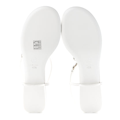 Chanel Lambskin Metal Heart Thong Sandals 40.5 White 5 of 9