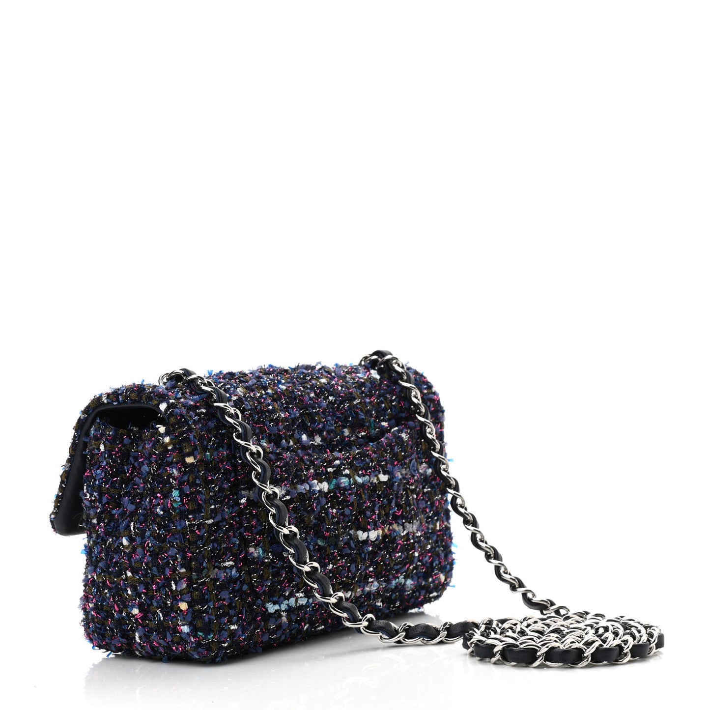 Tweed Quilted Mini Rectangular Flap Blue Purple Khaki Pink
