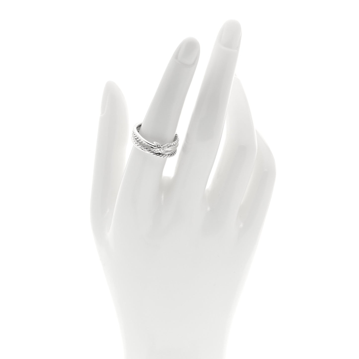 Sterling Silver Diamond X Crossover Ring 56 7.5