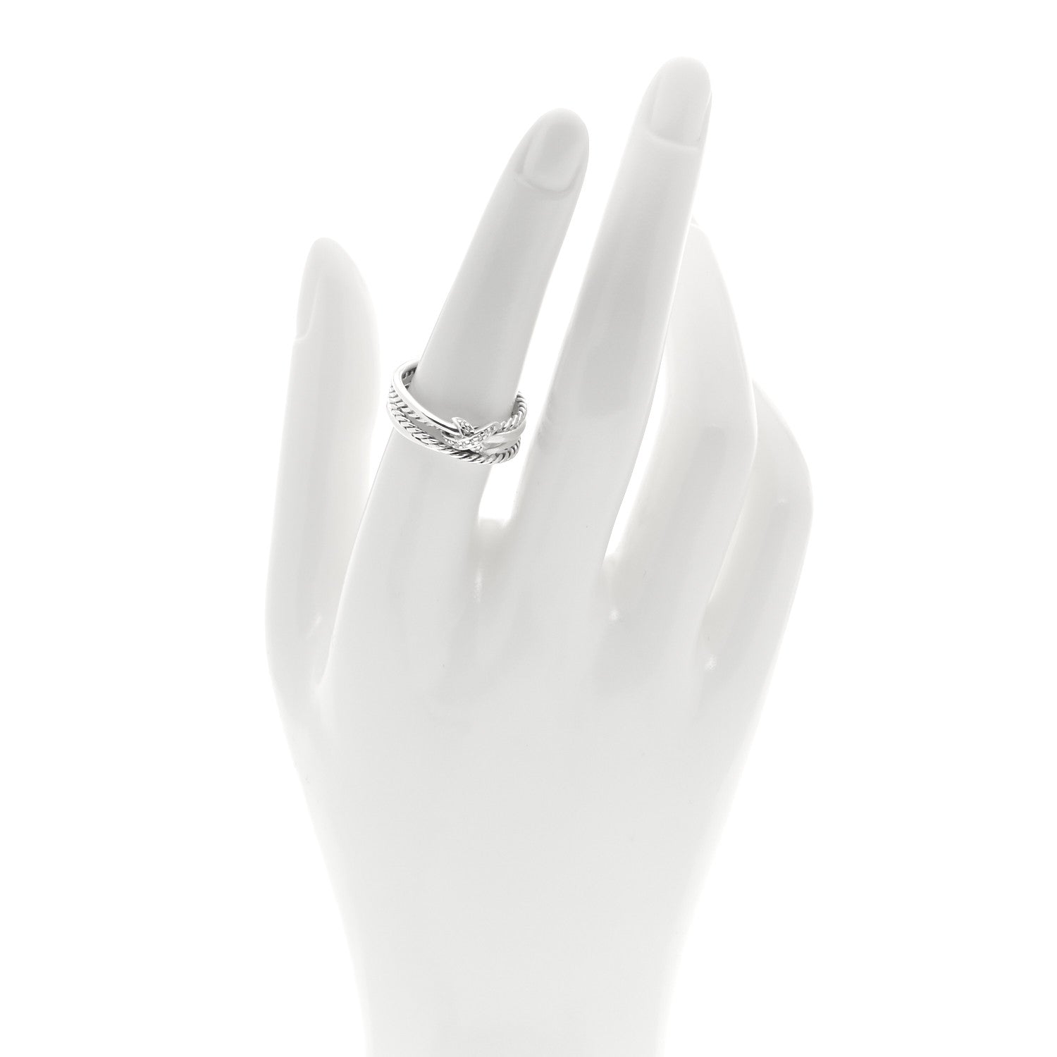 David Yurman Sterling Silver Diamond X Crossover Ring 56 7.5 2 of 4