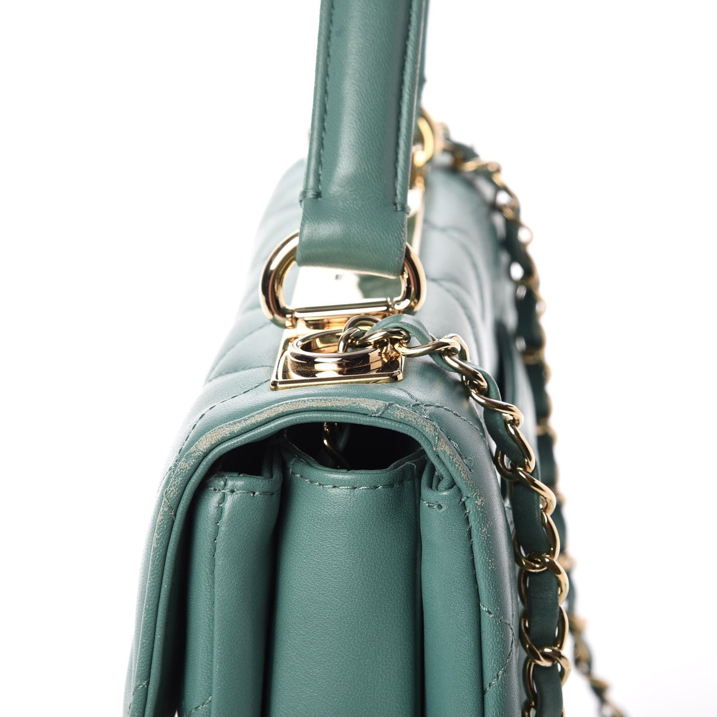 Lambskin Quilted Small Trendy CC Flap Dual Handle Bag Light Green