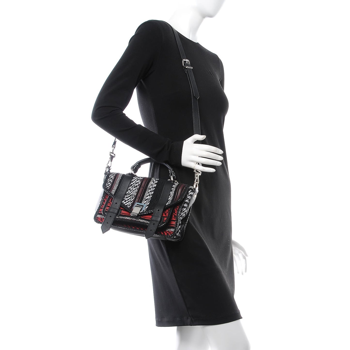 Mixed Woven Tiny PS1 Satchel Black White