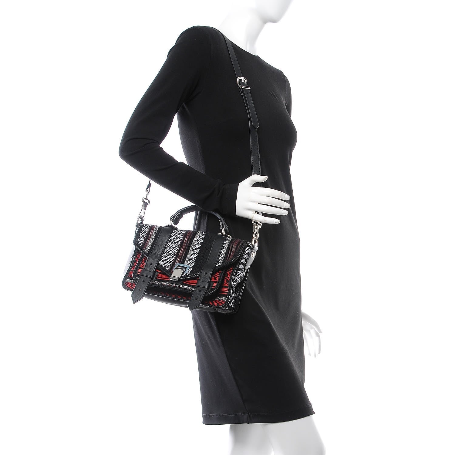 Proenza Schouler Mixed Woven Tiny PS1 Satchel Black White 3 of 8