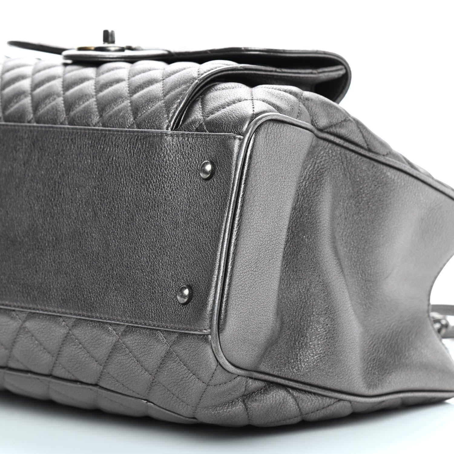 Chanel Metallic Grained Calfskin Quilted Large Casual Pocket Tote Silver 9 of 9