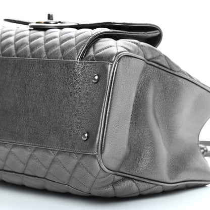Chanel Metallic Grained Calfskin Quilted Large Casual Pocket Tote Silver 9 of 9