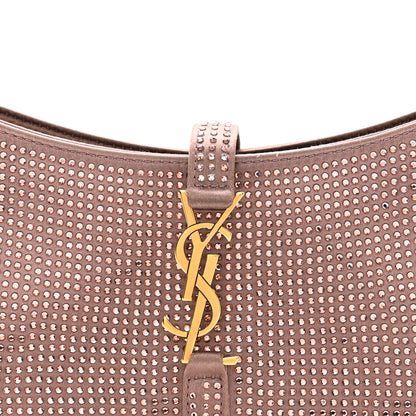 Saint Laurent Satin Crystal Le 5 A 7 Mini Hobo Elderberry 8 of 11