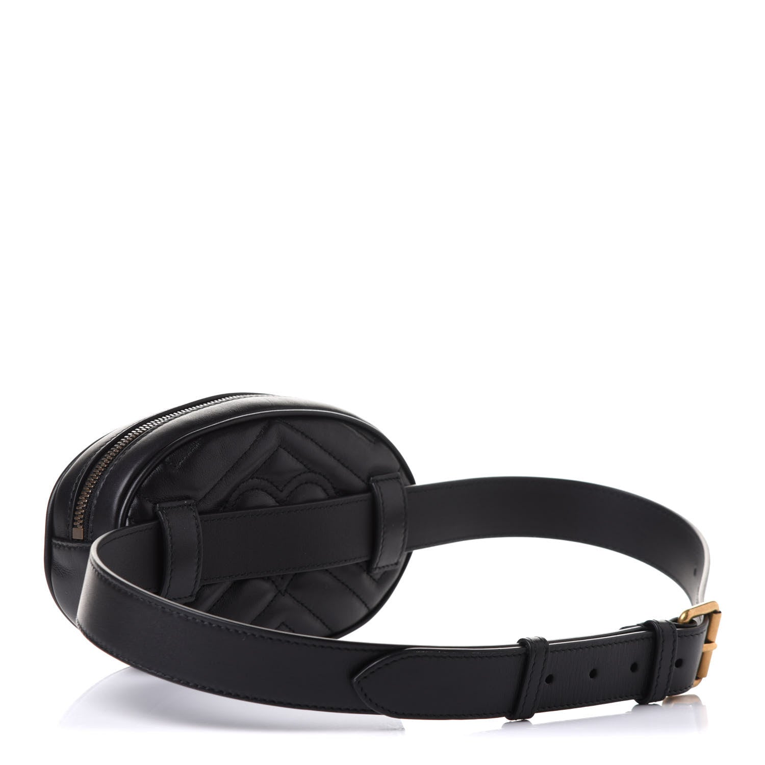 Gucci Calfskin Matelasse GG Marmont Belt Bag 85 34 Black 3 of 13