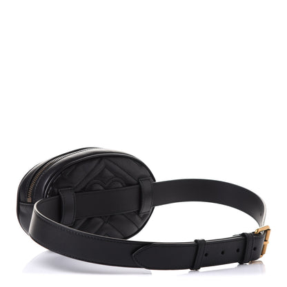 Gucci Calfskin Matelasse GG Marmont Belt Bag 85 34 Black 3 of 13