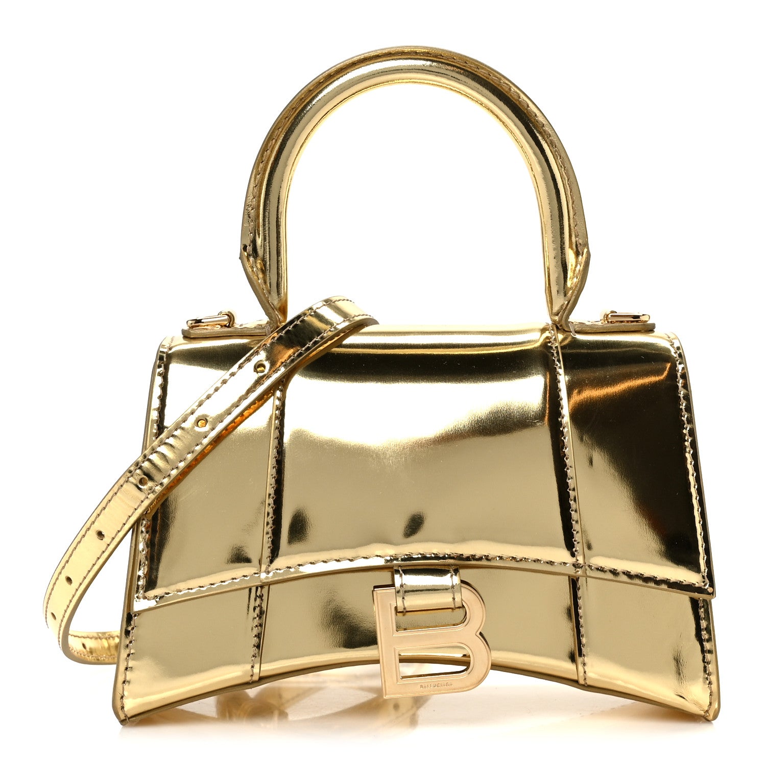 Balenciaga Metallic Calfskin Hourglass Top Handle Bag XS Gold 1 of 11