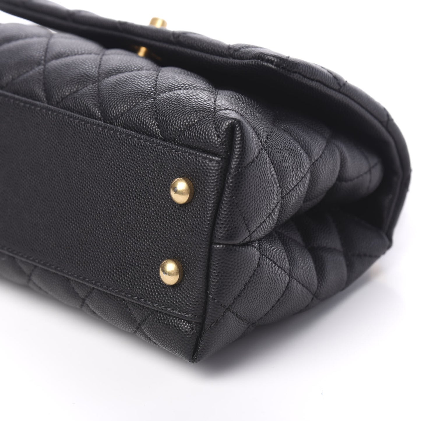Caviar Lizard Embossed Quilted Mini Coco Handle Flap Black
