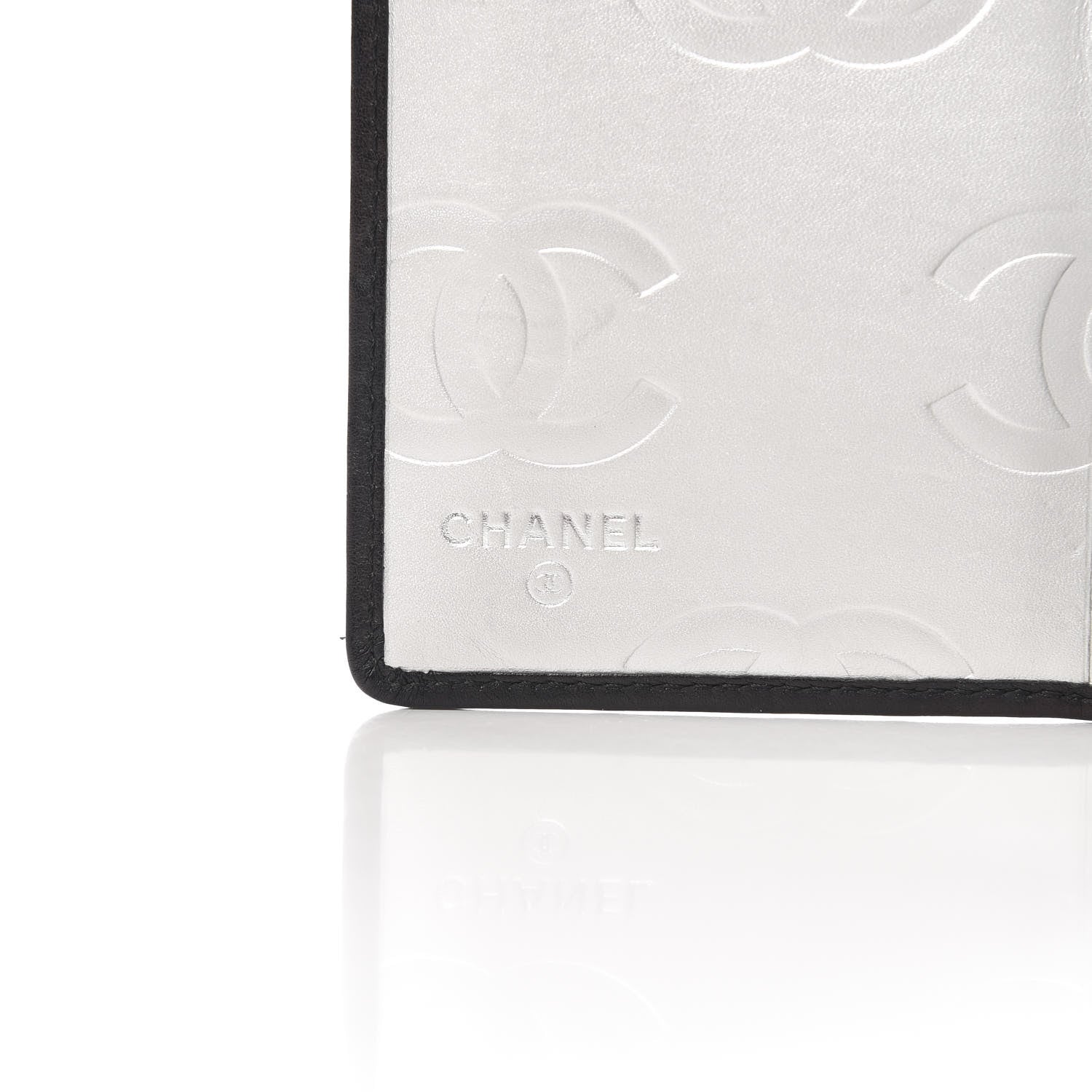 Chanel Calfskin Quilted Cambon Yen Wallet Black Silver 6 of 9