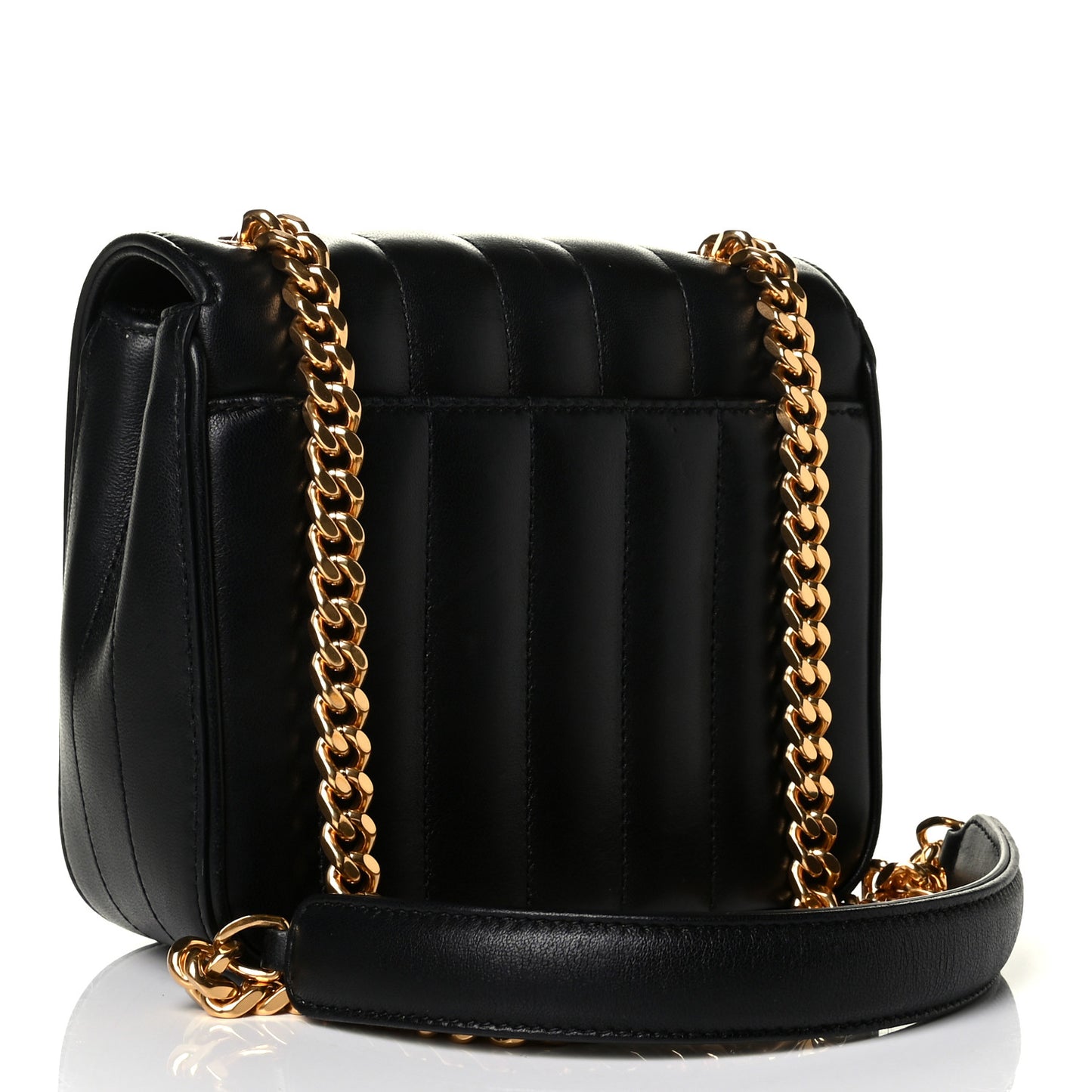 Lambskin Matelasse Monogram Small Vicky Chain Bag Black